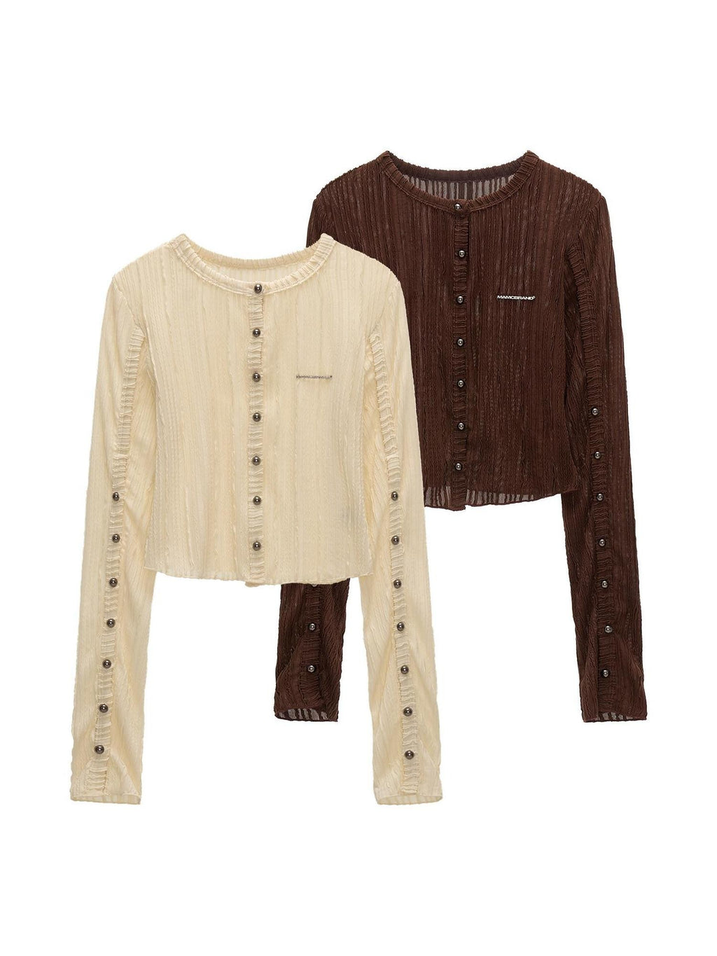 mamc Striped Multi Button Knit Long Sleeve Women's Polyester Spandex Blend Cardigans
