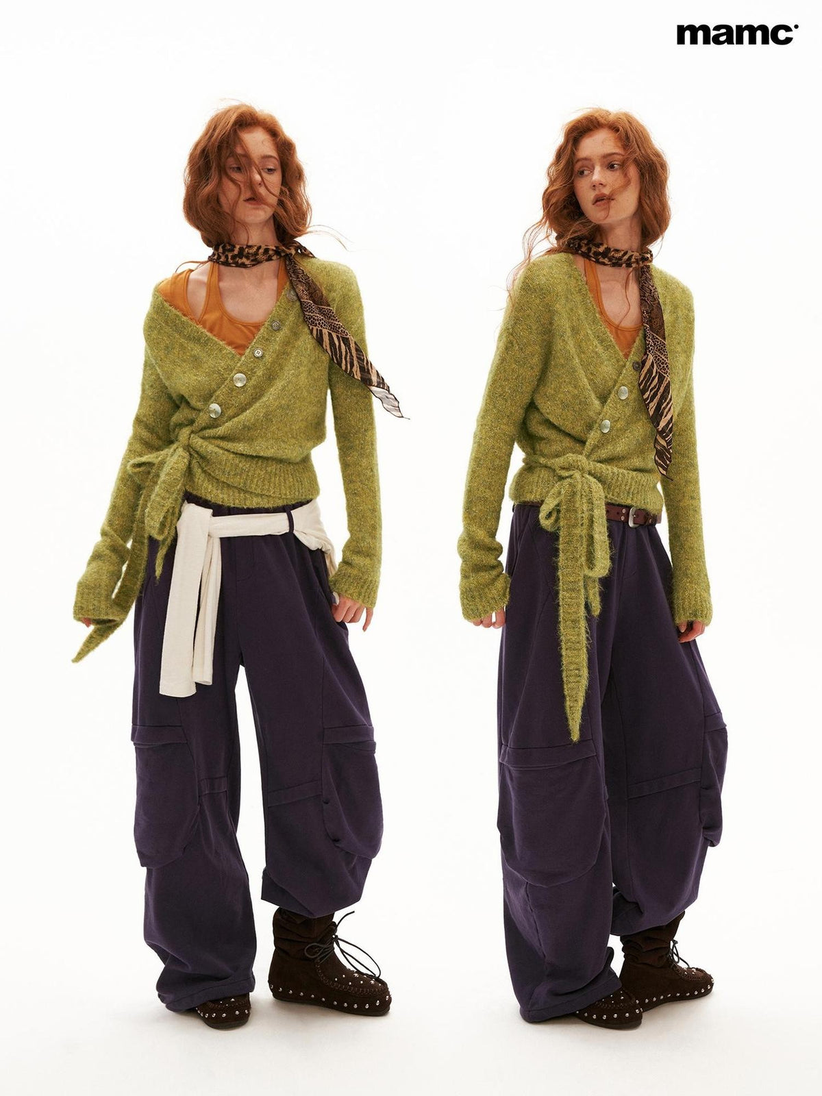 mamc Textured Cross Strap Button Women's Cotton Cardigans
