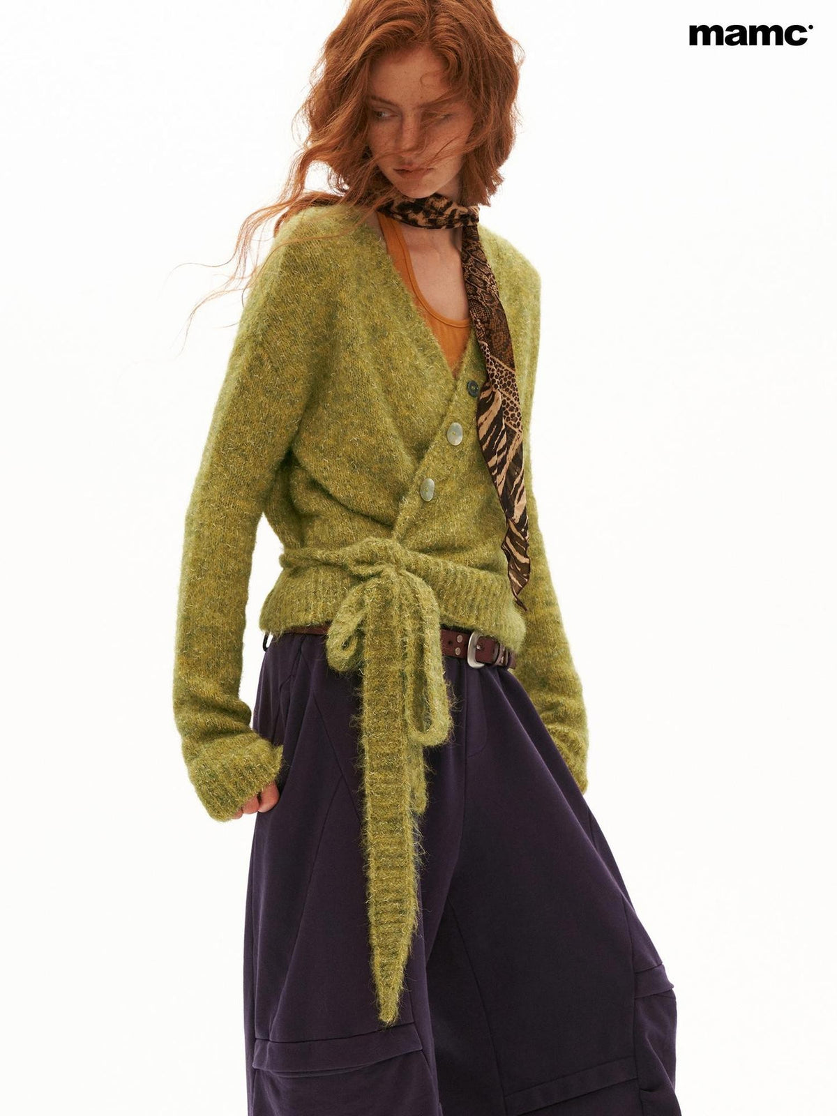 mamc Textured Cross Strap Button Women's Cotton Cardigans