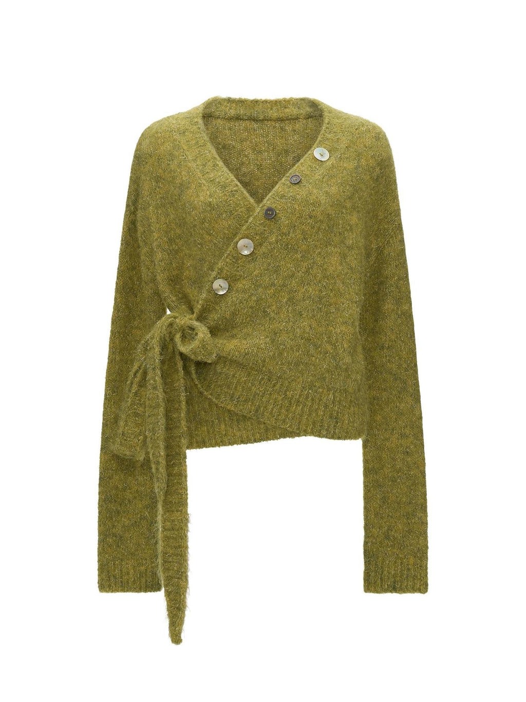 mamc Textured Cross Strap Button Women's Cotton Cardigans