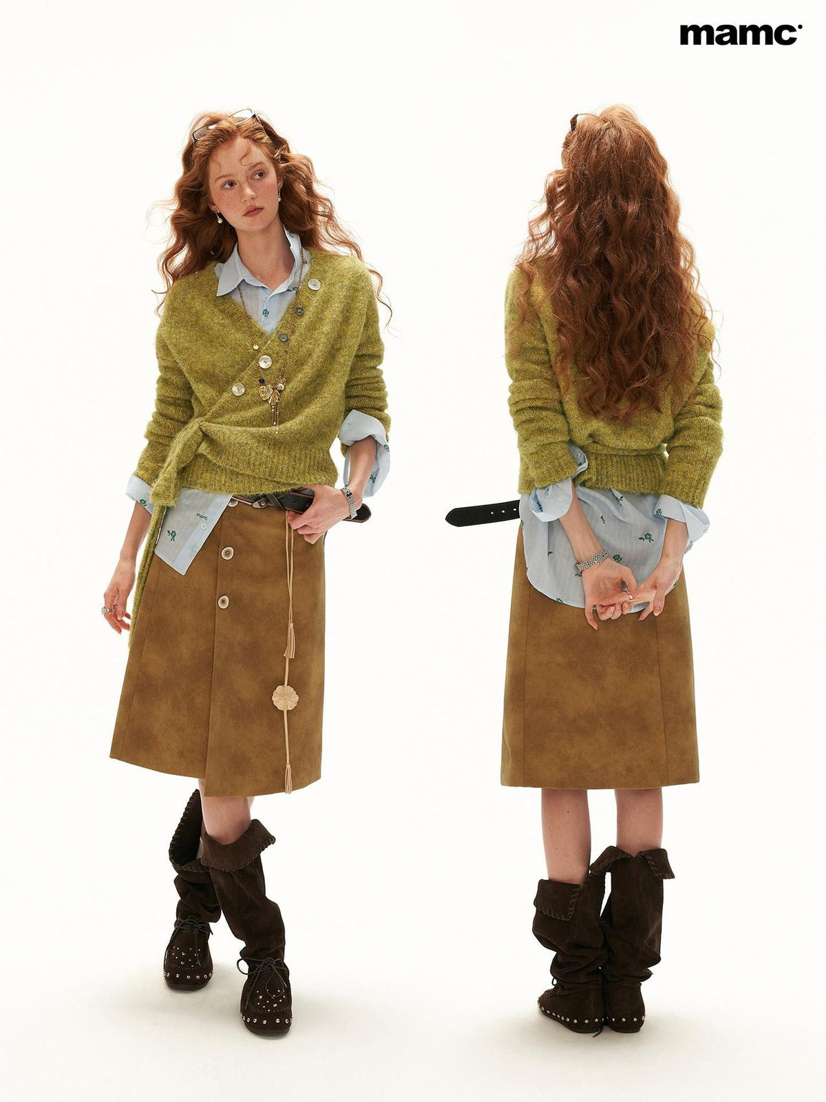mamc Textured Cross Tie Button Women's Cotton Cardigans