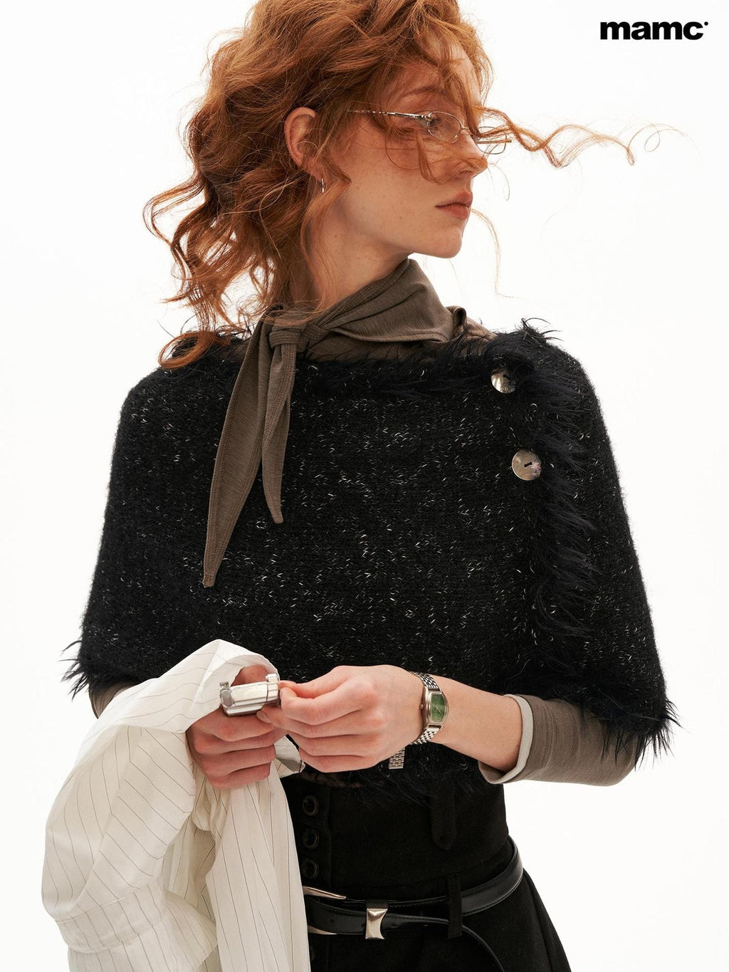 mamc Textured Dual Use Wool Blend Women's Scarves & Shawls