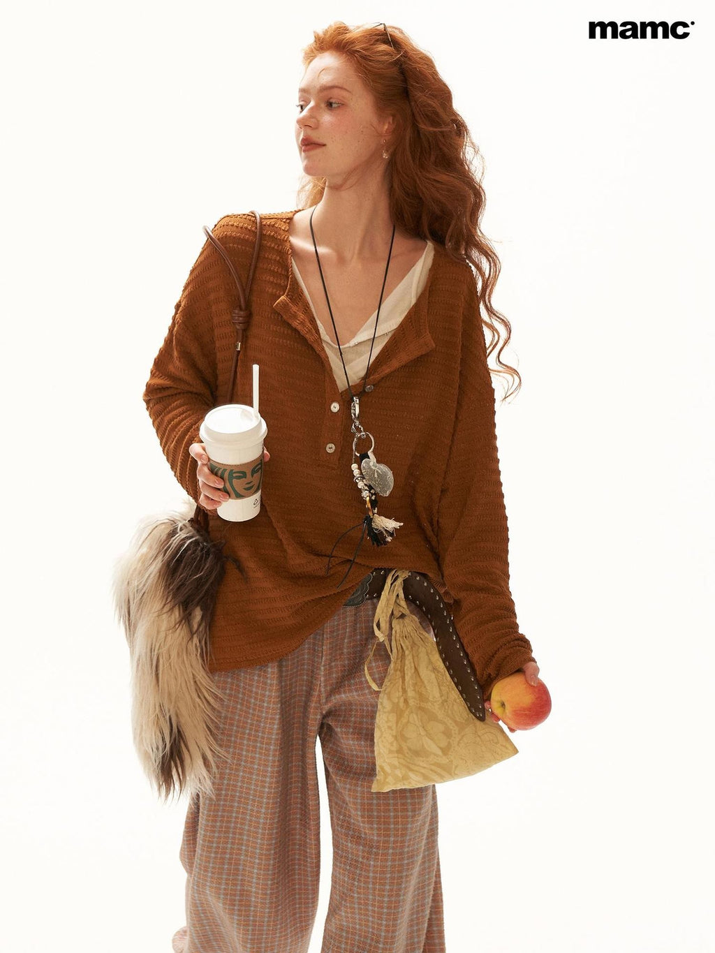 mamc Textured Henley Long Sleeve Women's Spandex Cardigans