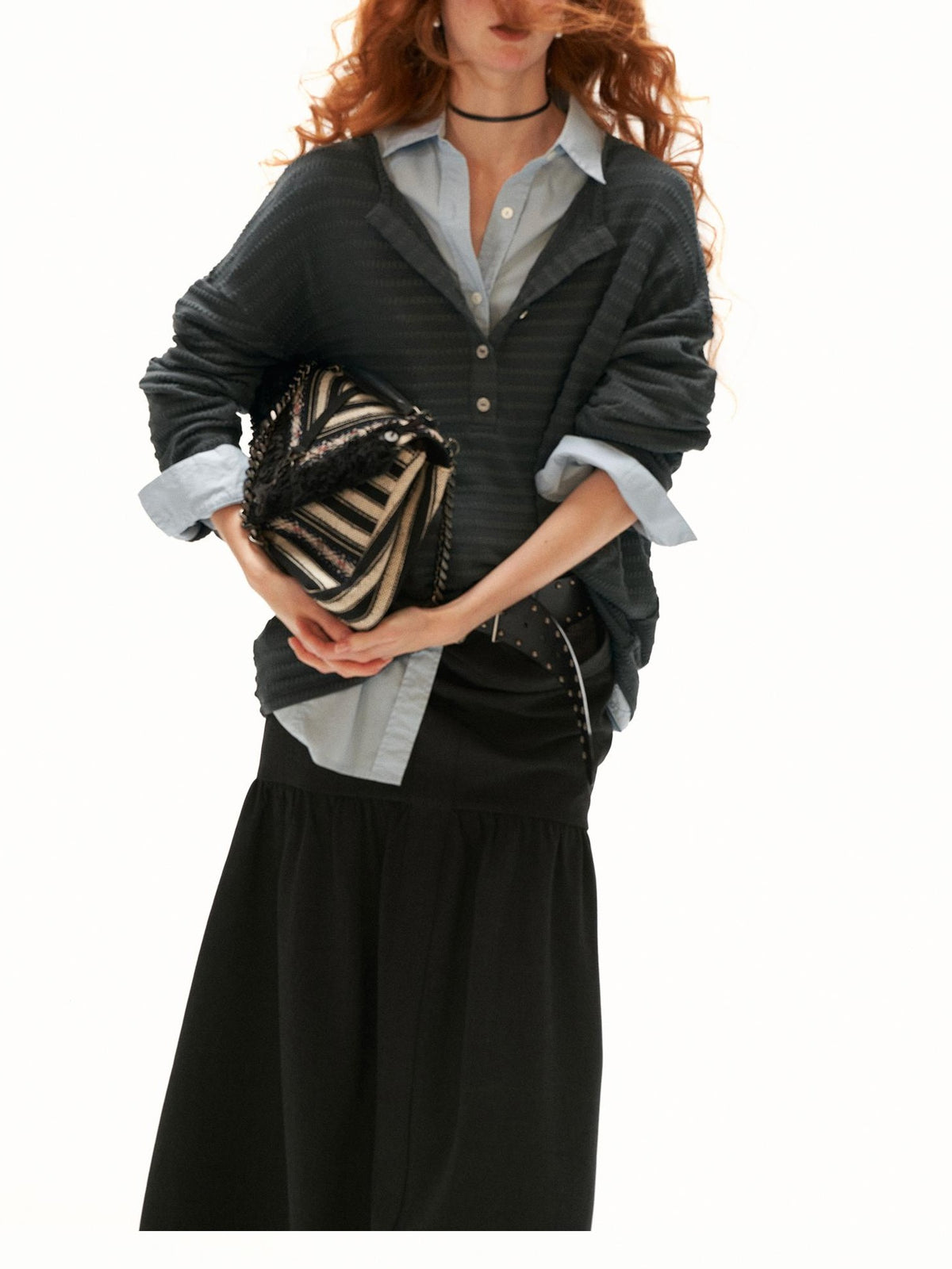 mamc Textured Henley Long Sleeve Women's Spandex Cardigans