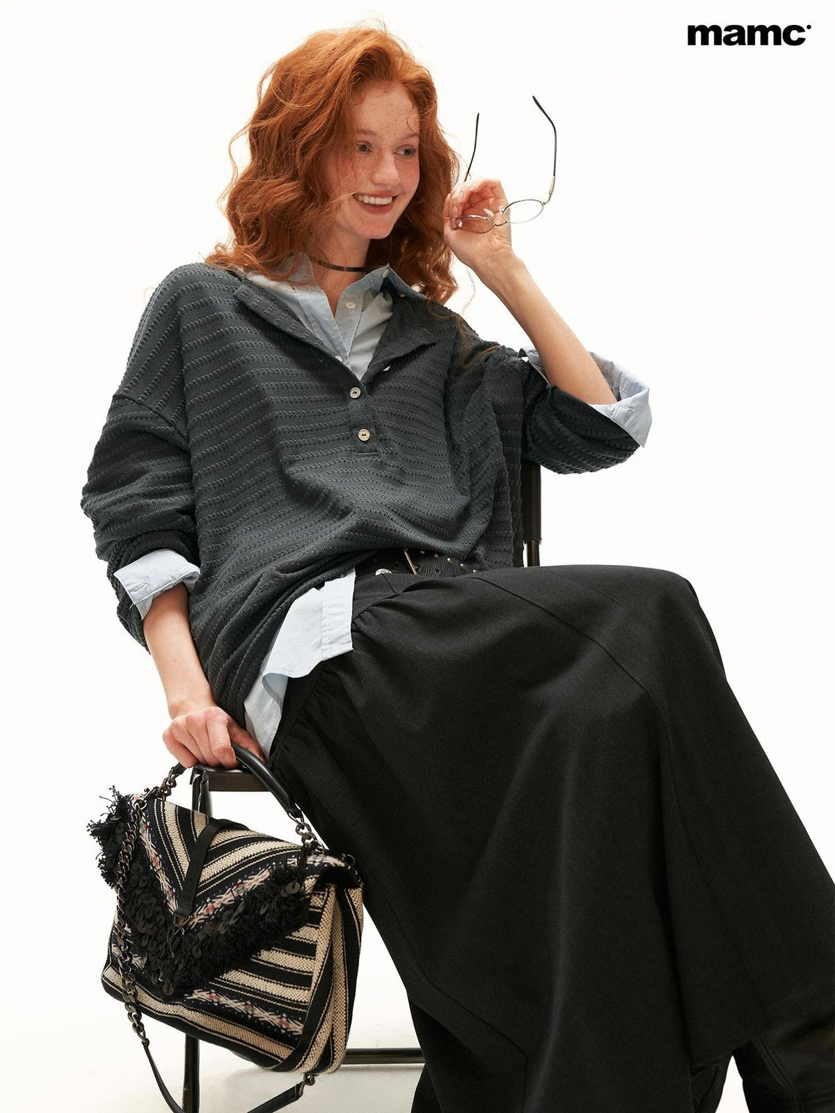 mamc Textured Henley Long Sleeve Women's Spandex Cardigans