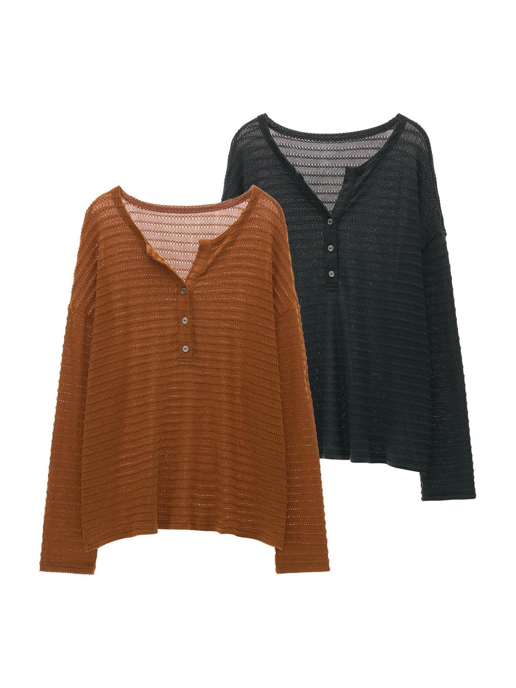 mamc Textured Henley Long Sleeve Women's Spandex Cardigans