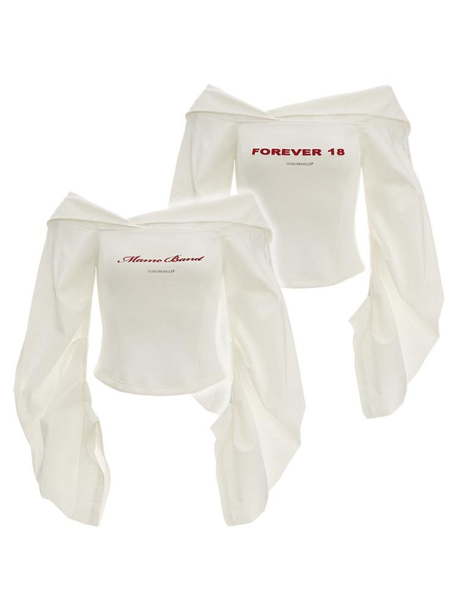 mamc Textured Lantern Sleeve Slim Fit Women's Poly Cotton Off-shoulder Blouses