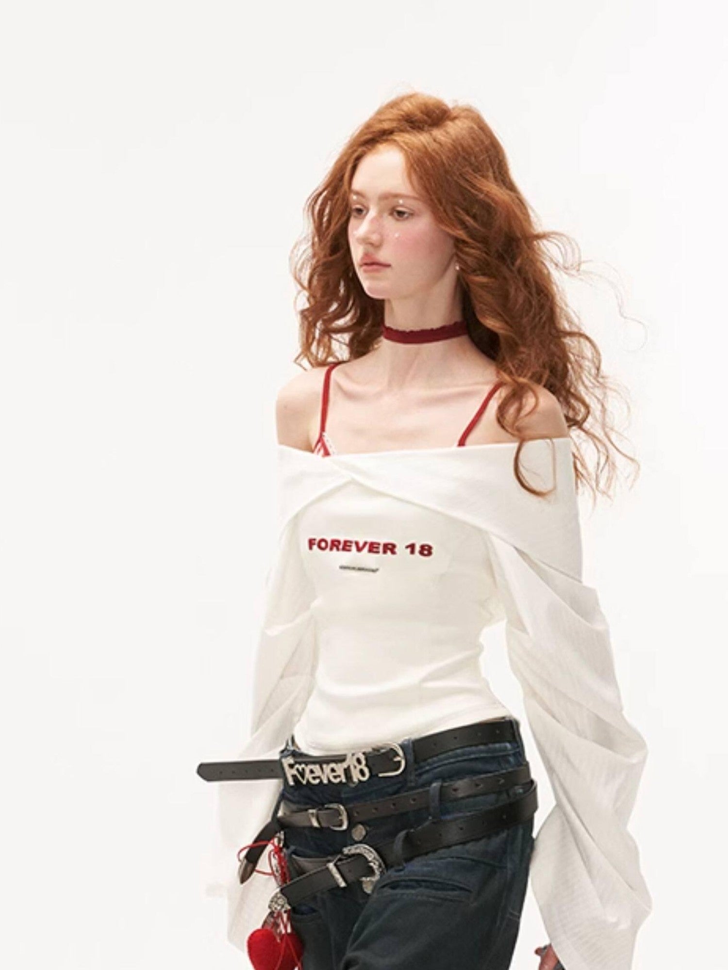 mamc Textured Lantern Sleeve Slim Fit Women's Poly Cotton Off-shoulder Blouses