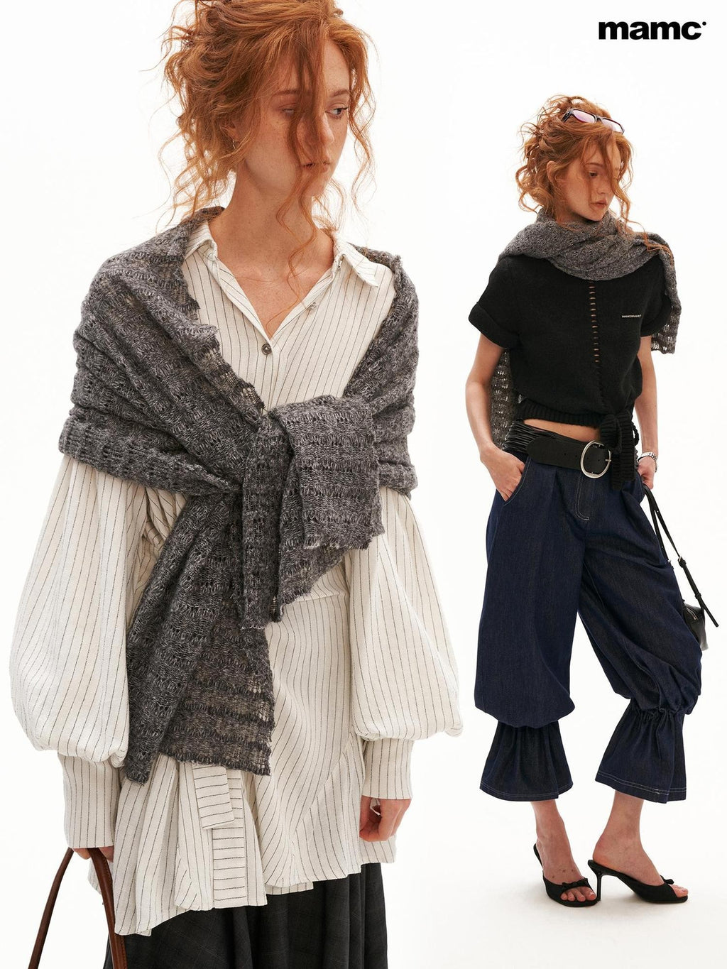 mamc Textured Wavy Knit Women's Polyester Scarves & Shawls