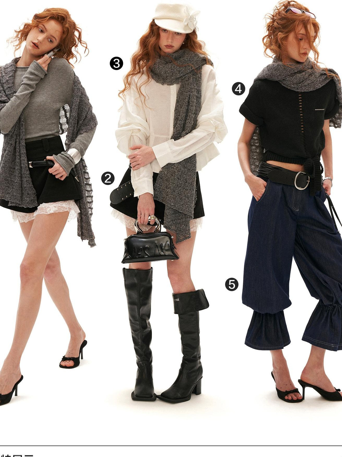 mamc Textured Wavy Knit Women's Polyester Scarves & Shawls