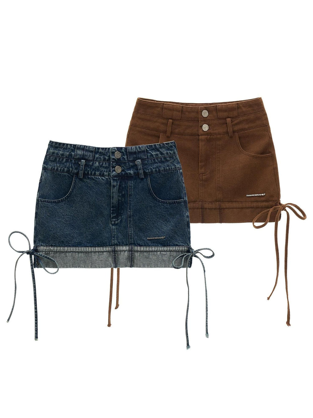 mamc Vintage Double Waistband Slim Women's Cotton Denim Mini Skirts