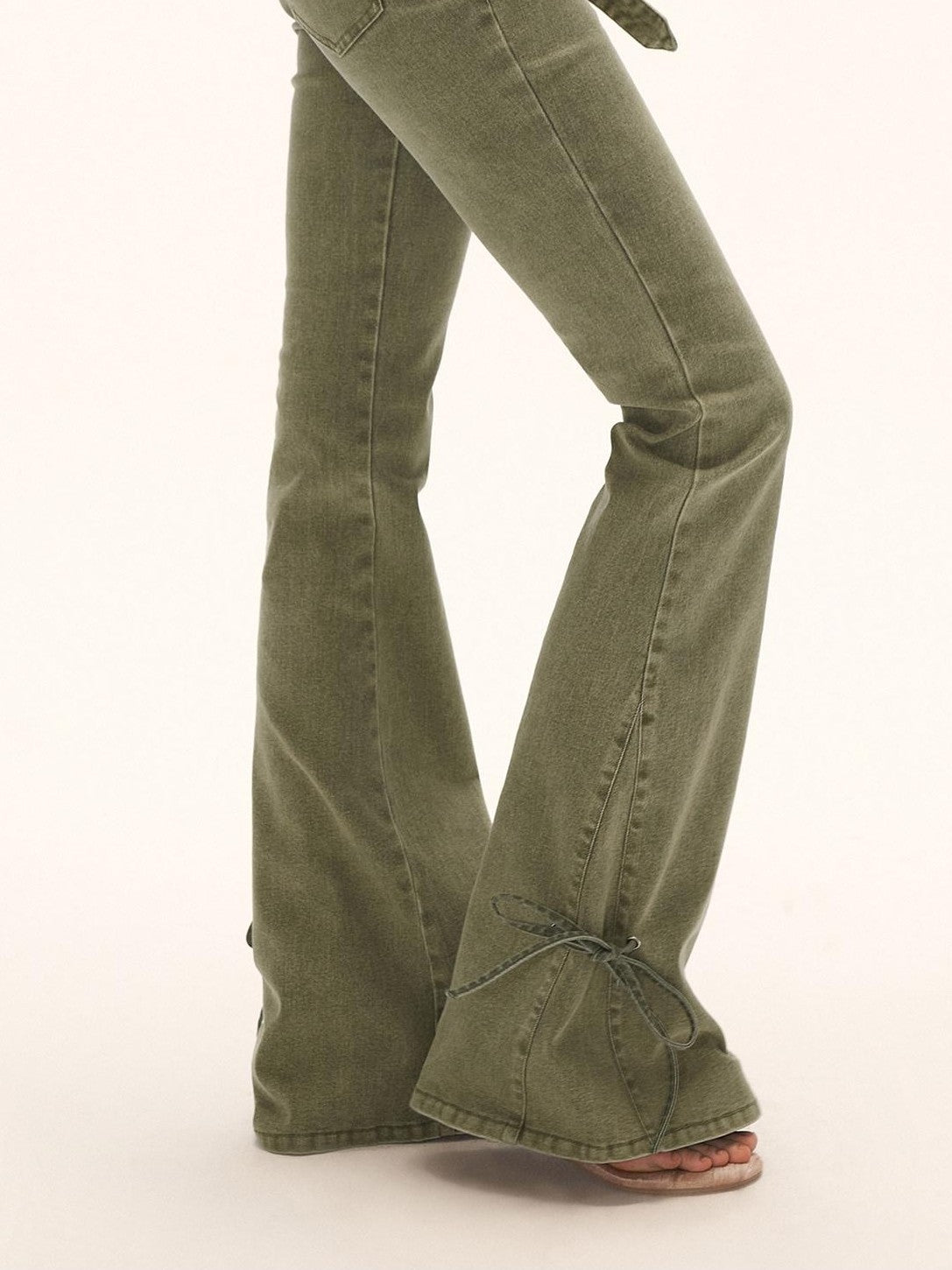 mamc Vintage Multi Belt Slimming High Waist Women's Cotton Blend Flare Jeans