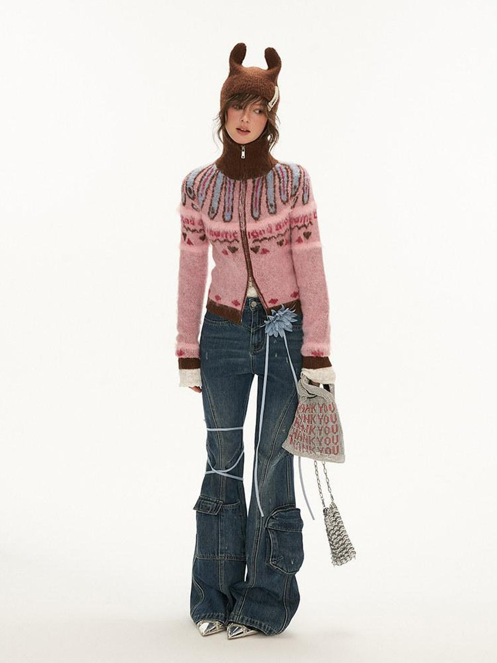 mamc Vintage Washed Distressed Utility Women's 100 Percent Cotton Flare Jeans