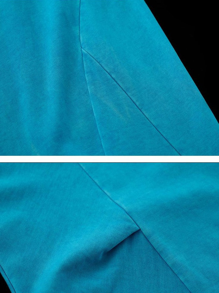 mamc Washed Color Elastic Waist Relaxed Straight Cut Women's Cotton Wide-leg Pants