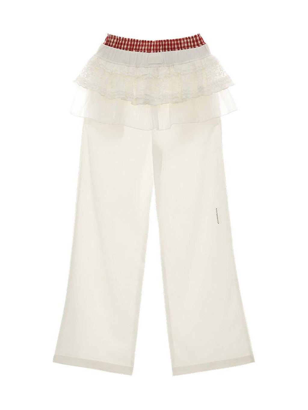 mamc White Ballet Layered Faux Two Piece Women's Polyester Wide-leg Pants