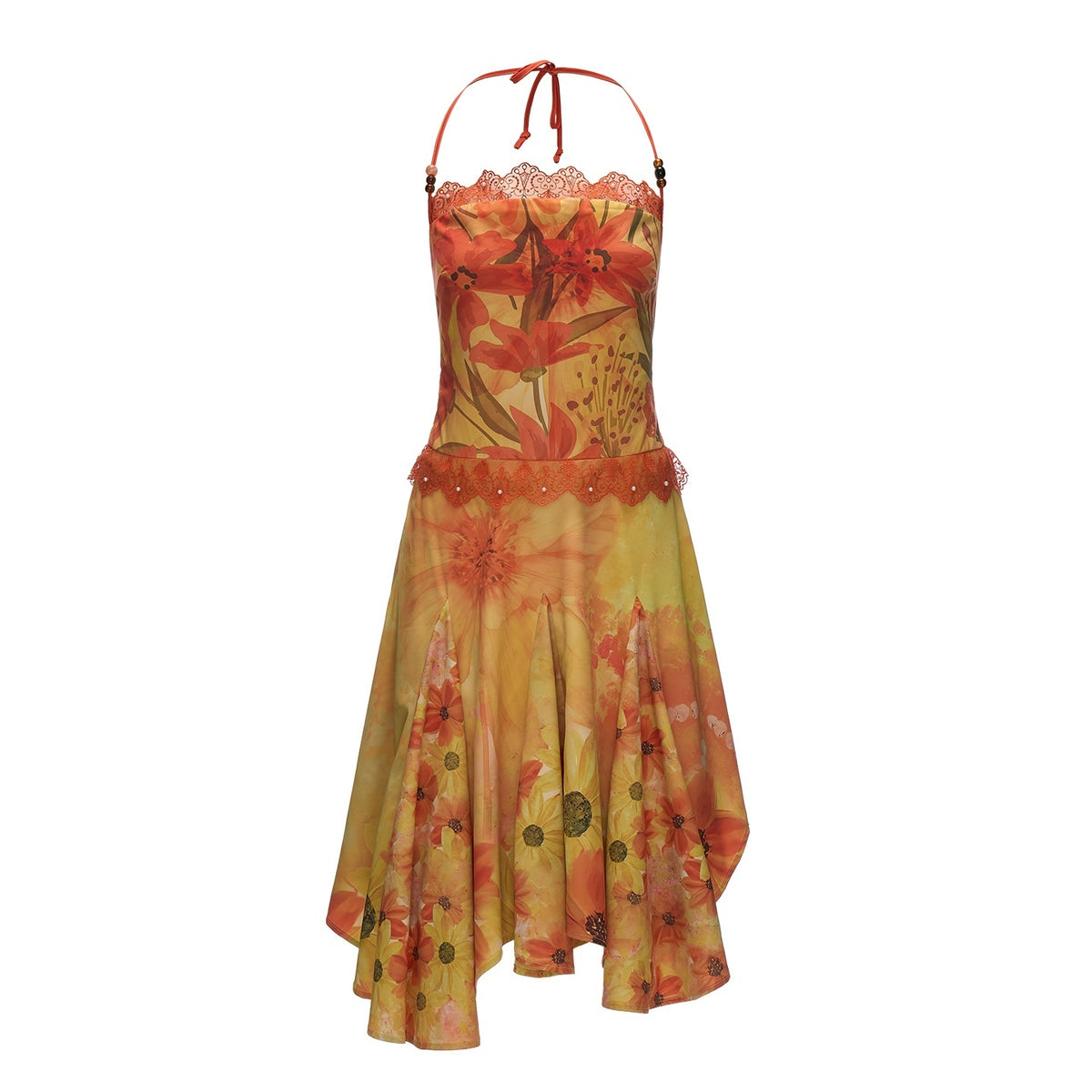 mamc_Yellow_Floral_Beach_Vacation_Waist_Cinched_Halter_Women's_Polyester_Slip_Midi_Dresses_1043743021671_MISSTT