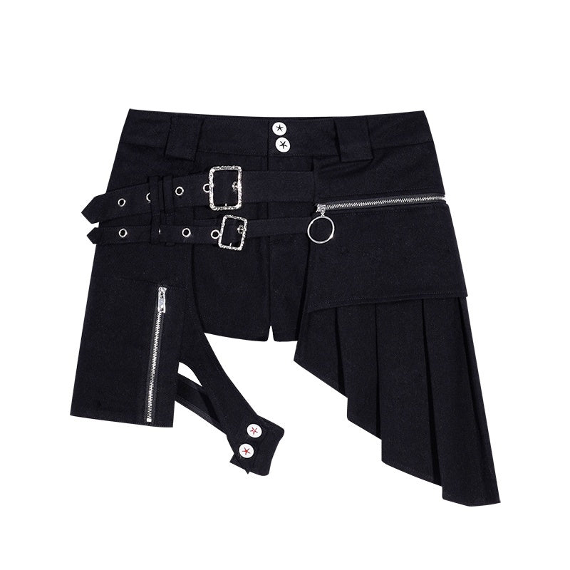 punknova_Punk_Gothic_Black_Strapless_Streetwear_Women's_Women's_Casual_Top_&_Shorts_Sets_927484872595_MISSTT