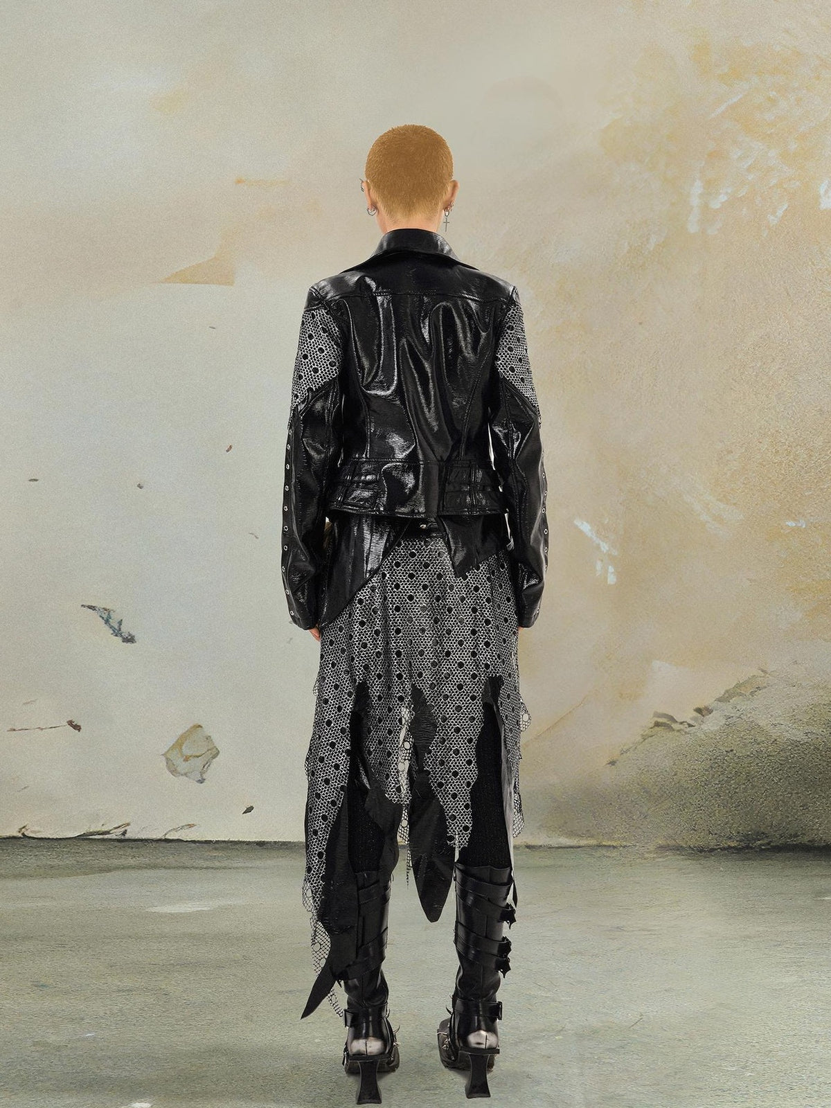 punknova Punk Gothic Dark Metal Rivet Embellished Women's Leather Jackets