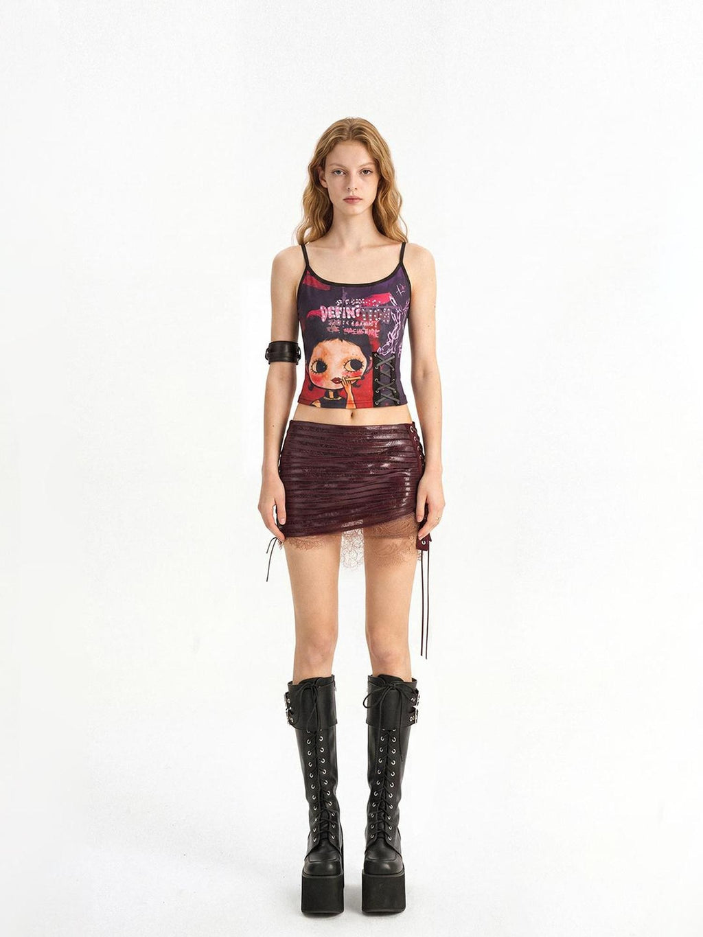 punknova Punk Lace Up Low Waist Bodycon Women's Mini Skirts