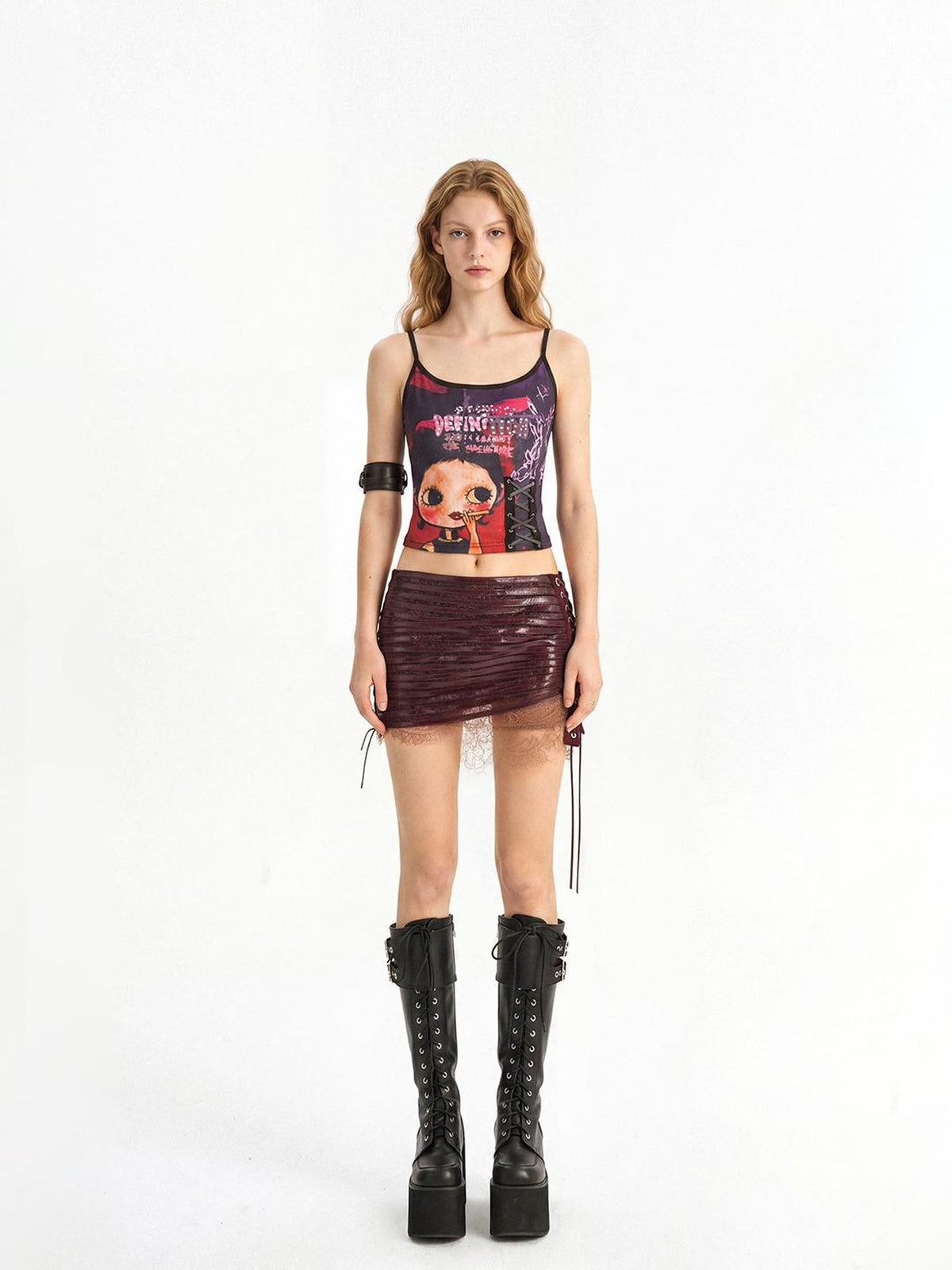 punknova Punk Lace Up Low Waist Bodycon Women's Mini Skirts
