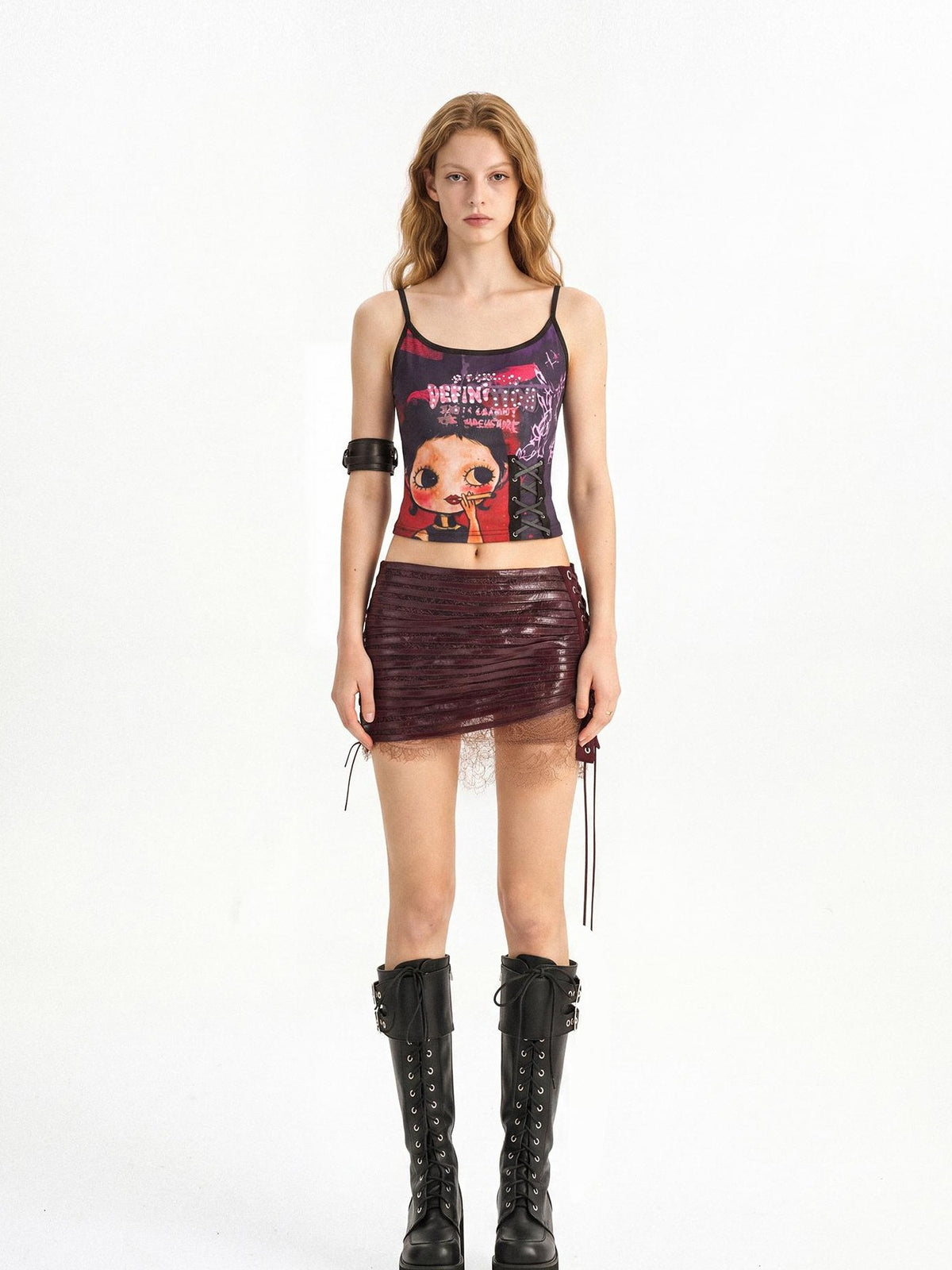 punknova Punk Lace Up Low Waist Bodycon Women's Mini Skirts