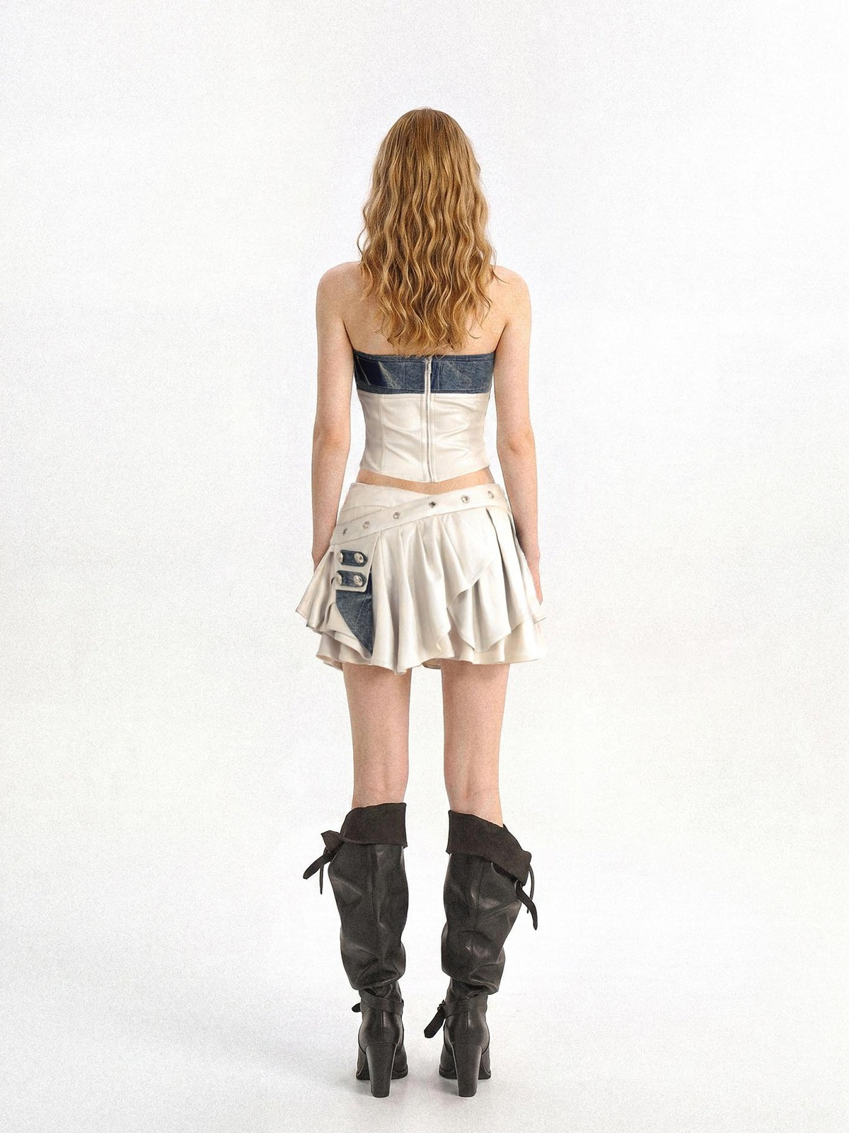 punknova Zip Up Cargo Utility Tube Top And Mini Skirt Women's Matching Skirt Sets