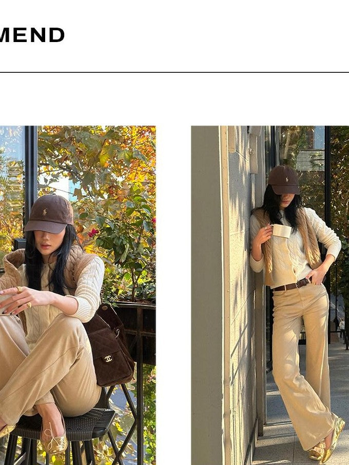 rovente Almond Vintage Cable Knit Slim Fit Round Neck Women's Wool Button-up Cardigans