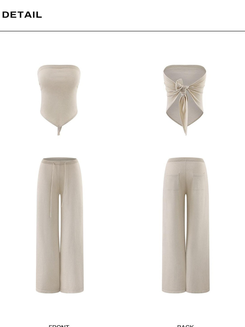 rovente Apricot Bandeau Vest Women's Natural Linen Blend Casual Top & Pants Sets