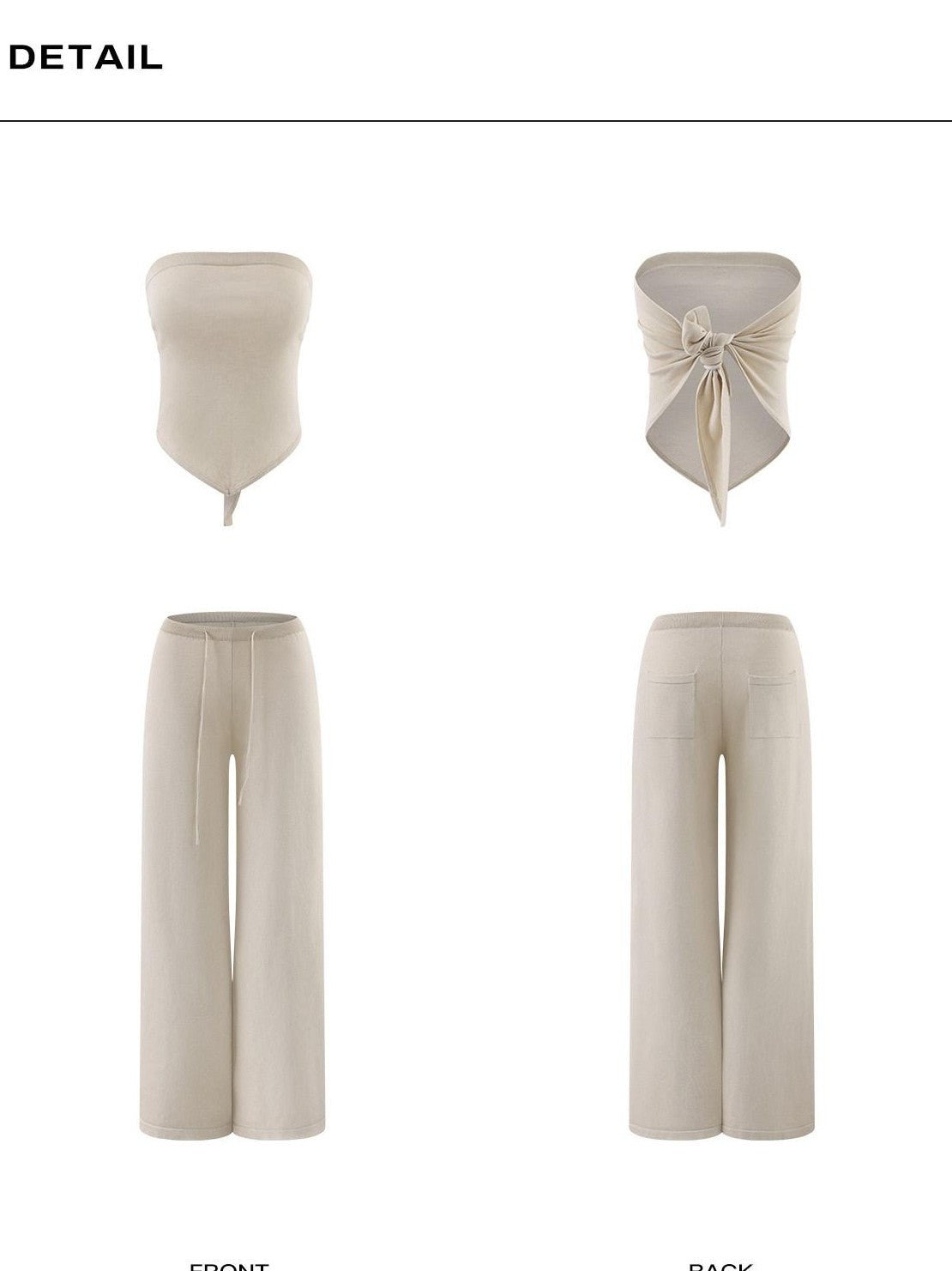 rovente Apricot Bandeau Vest Women's Natural Linen Blend Casual Top & Pants Sets