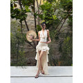 rovente_Apricot_Embroidered_Plunge_Neck_Slim_Women's_Polyester_Halter_Tops_892605380459_MISSTT