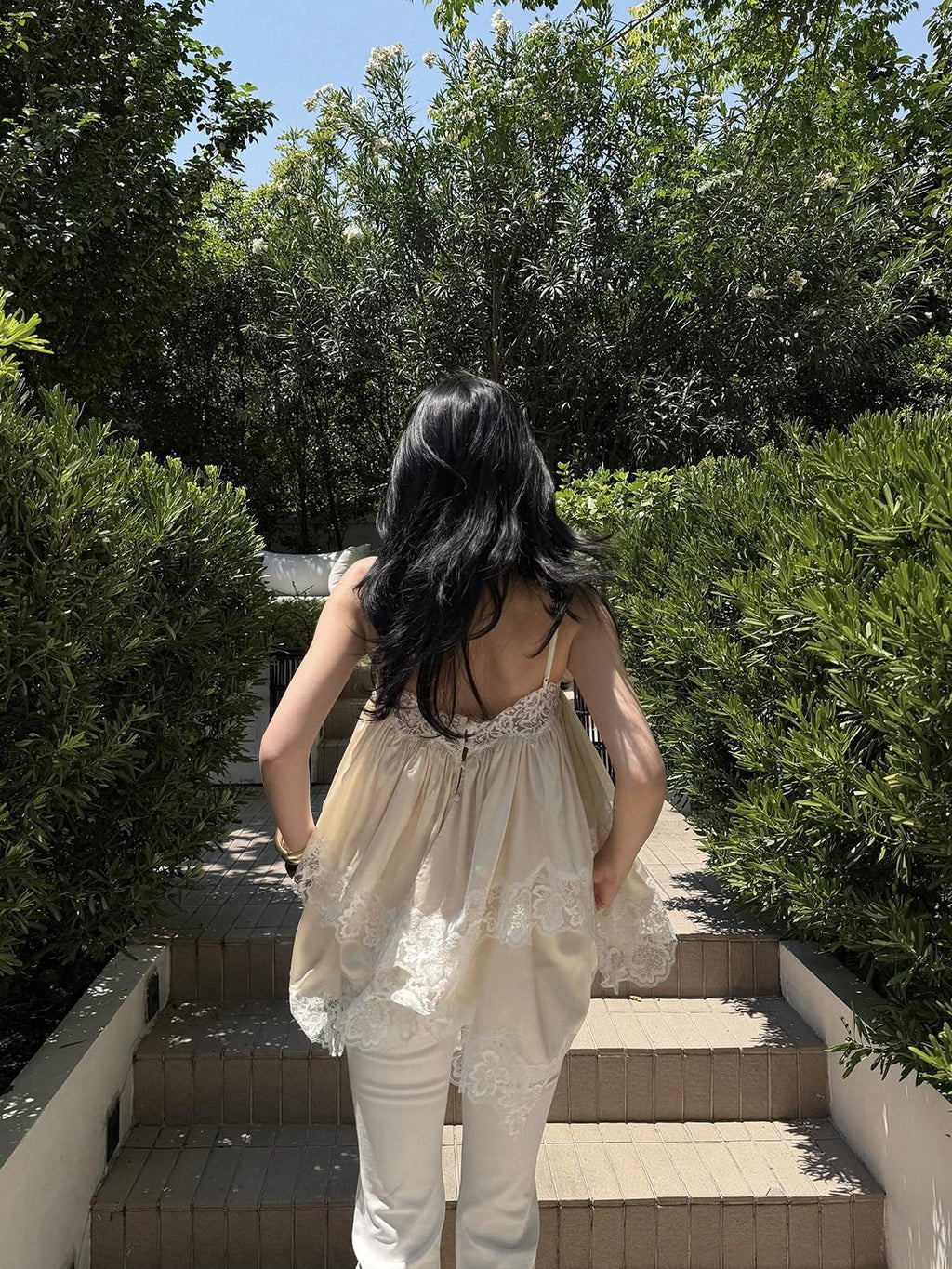 rovente Apricot Fairy Ruched Lace Oversized Loose Fit Women's Camisoles
