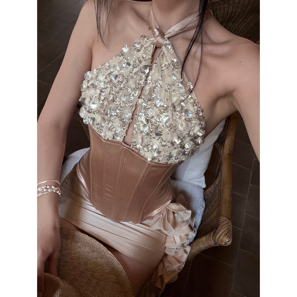 rovente_Apricot_Sequin_Halter_Neck_Fishbone_Boned_Women's_Halter_Tops_1039135588446_MISSTT