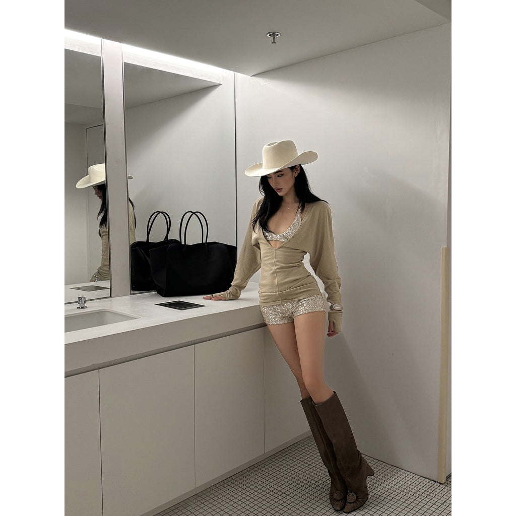 rovente_Apricot_Sequin_V-neck_Slim_Knitted_Women's_Nylon_Blend_Long_Sleeve_T-shirts_966975634463_MISSTT