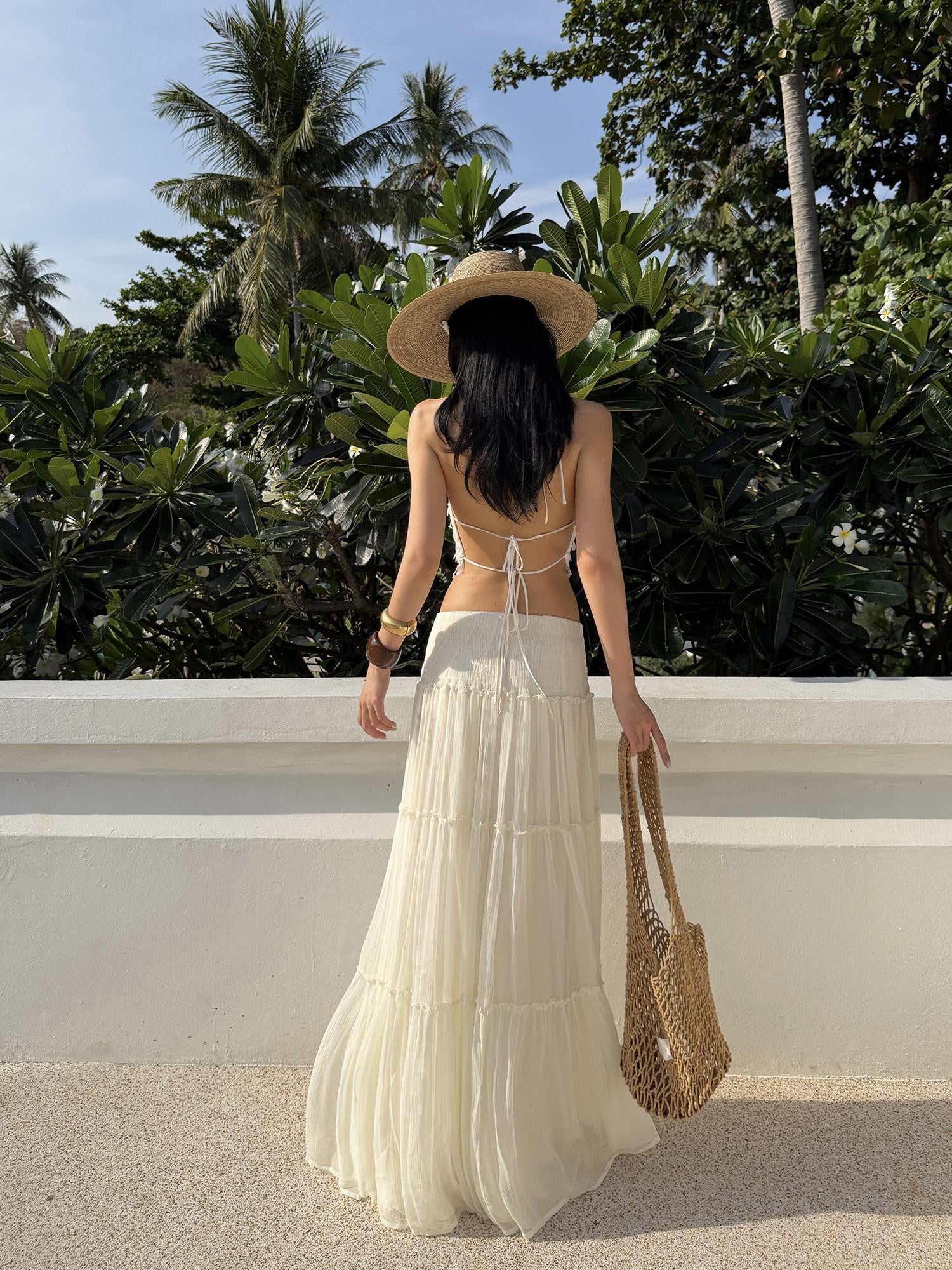 rovente Apricot Yellow A Line Women's Lightweight Mesh Tulle Maxi Skirts