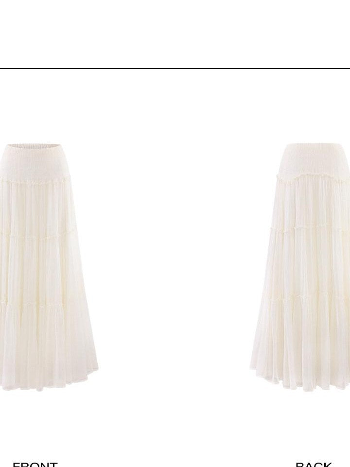 rovente Apricot Yellow A Line Women's Lightweight Mesh Tulle Maxi Skirts