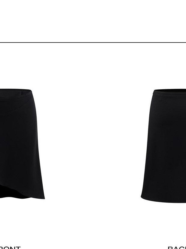 rovente Black Asymmetric Low Waist Slim Fit Women's Woven Acetate Mermaid Skirts