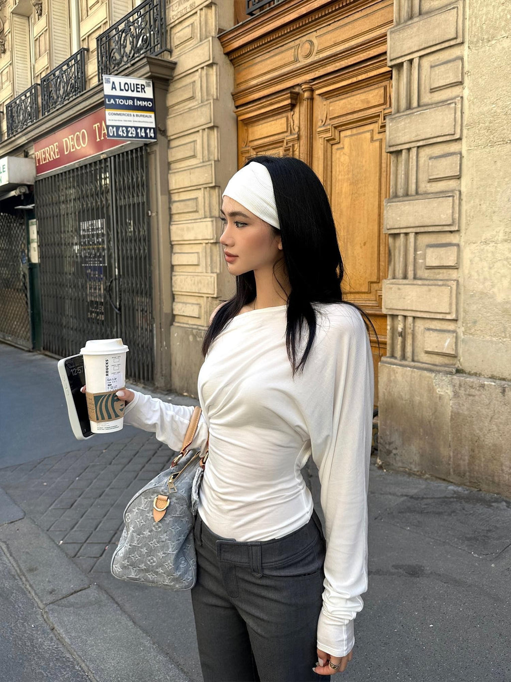 rovente Black Asymmetrical Off Shoulder Knit Women's Lyocell Long Sleeve T-shirts