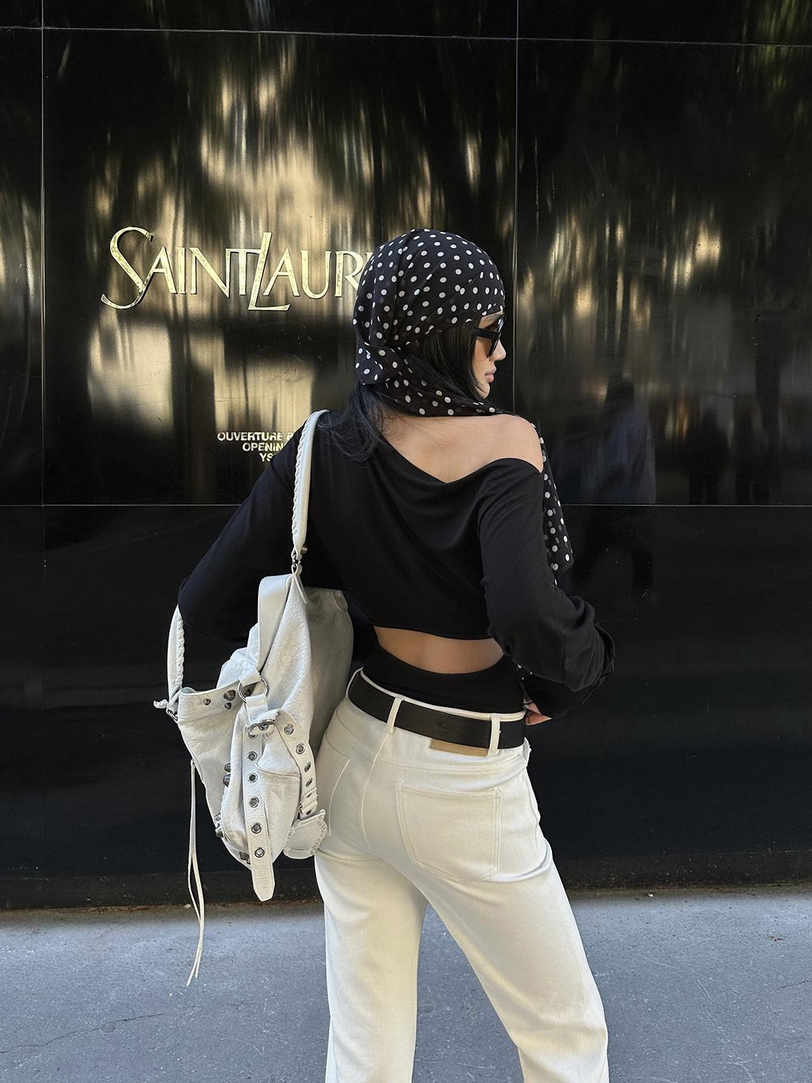 rovente Black Asymmetrical Off Shoulder Knit Women's Lyocell Long Sleeve T-shirts