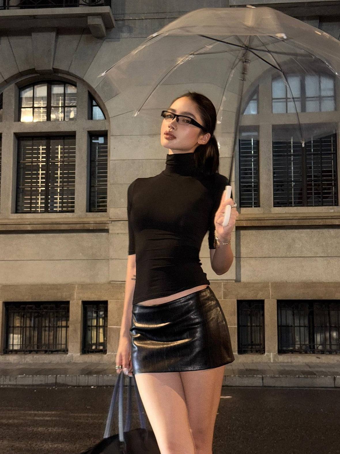 rovente Black Cooling Low Rise Bodycon Anti Exposure Women's Lined Mini Skirts