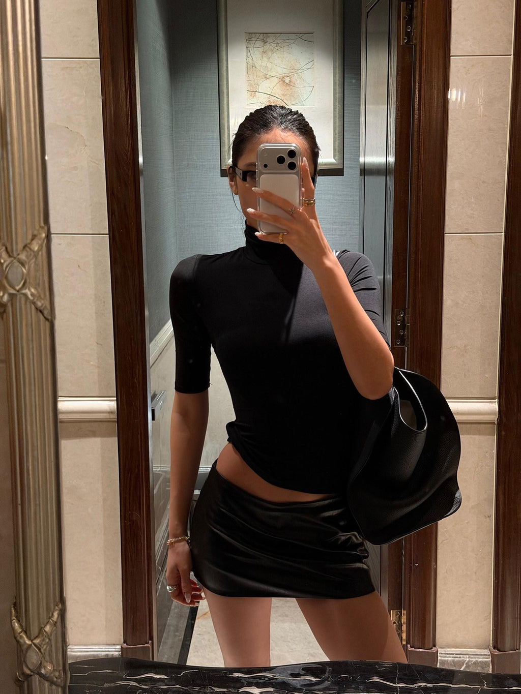 rovente Black Cooling Low Rise Bodycon Anti Exposure Women's Lined Mini Skirts