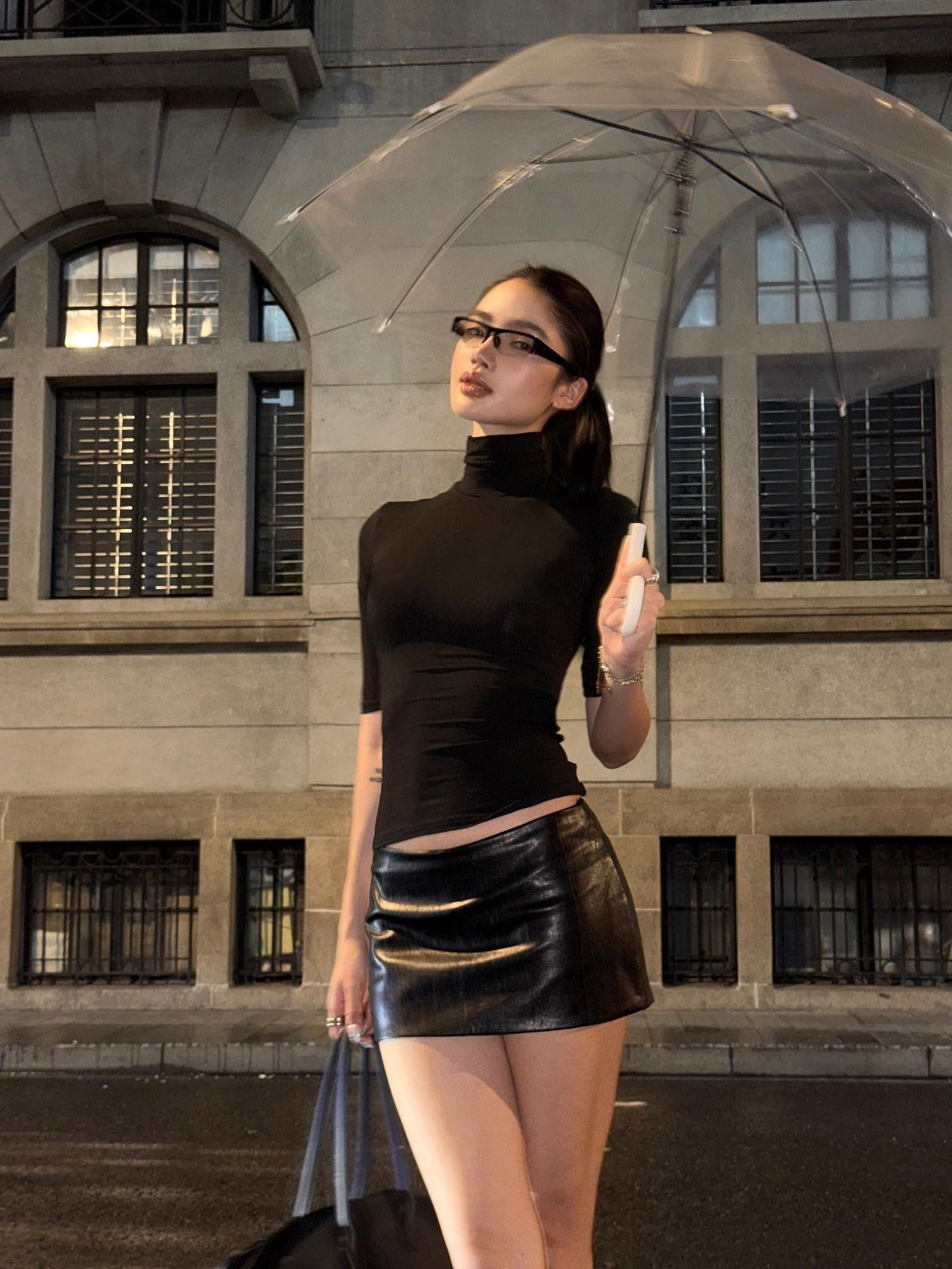 rovente Black Cooling Low Rise Bodycon Anti Exposure Women's Lined Mini Skirts