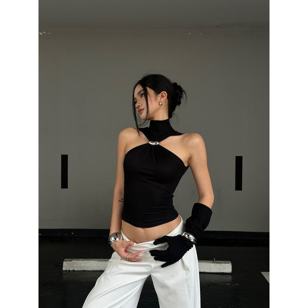 rovente_Black_High_Neck_Sleeveless_Cropped_Fitted_Women's_Lyocell_Blend_Halter_Tops_924075745537_MISSTT