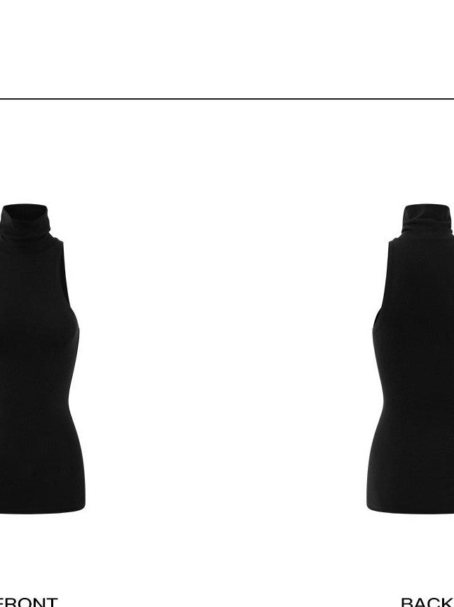 rovente Black High Neck Slim Knit Sleeveless Women's Viscose Blend Halter Tops