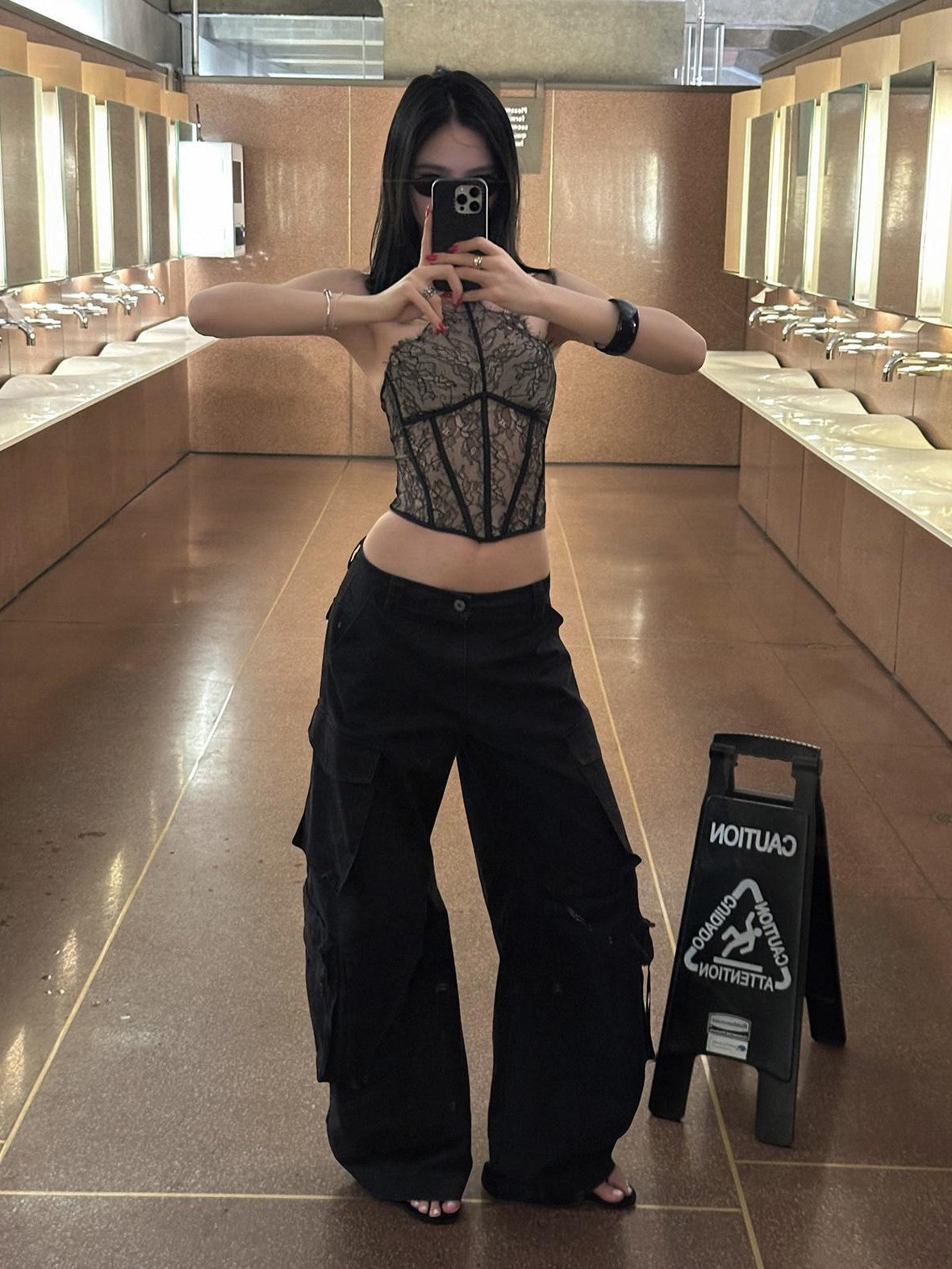 rovente Black Lace Boned Cropped Slim Padded Women's Polyamide Viscose Halter Tops