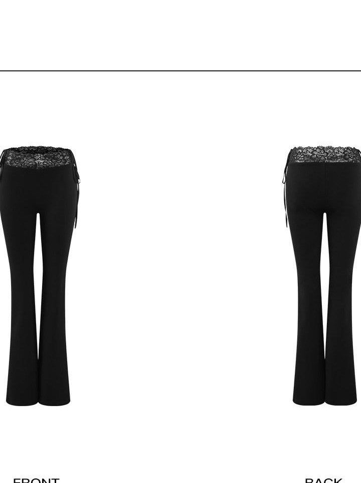 rovente Black Lace Knit Slimming Women's Viscose Nylon Blend Bootcut Pants