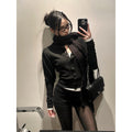 rovente_Black_Lace_Waist_Knit_Cardigan_Women's_Silk_Blend_Casual_Top_&_Shorts_Sets_988055387268_MISSTT