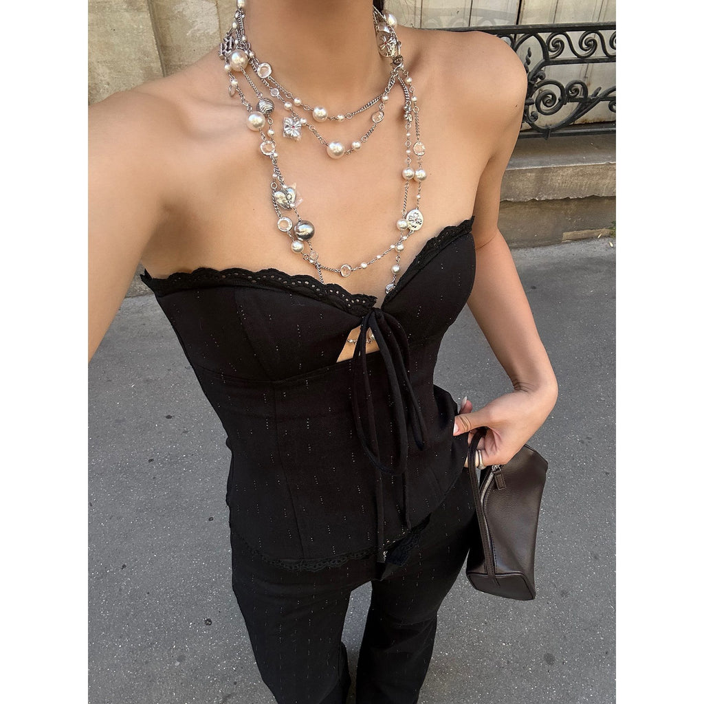 rovente_Black_Lace_Zipper_Padded_Slim_Women's_Polyester_Blend_Tube_Tops_949759951426_MISSTT