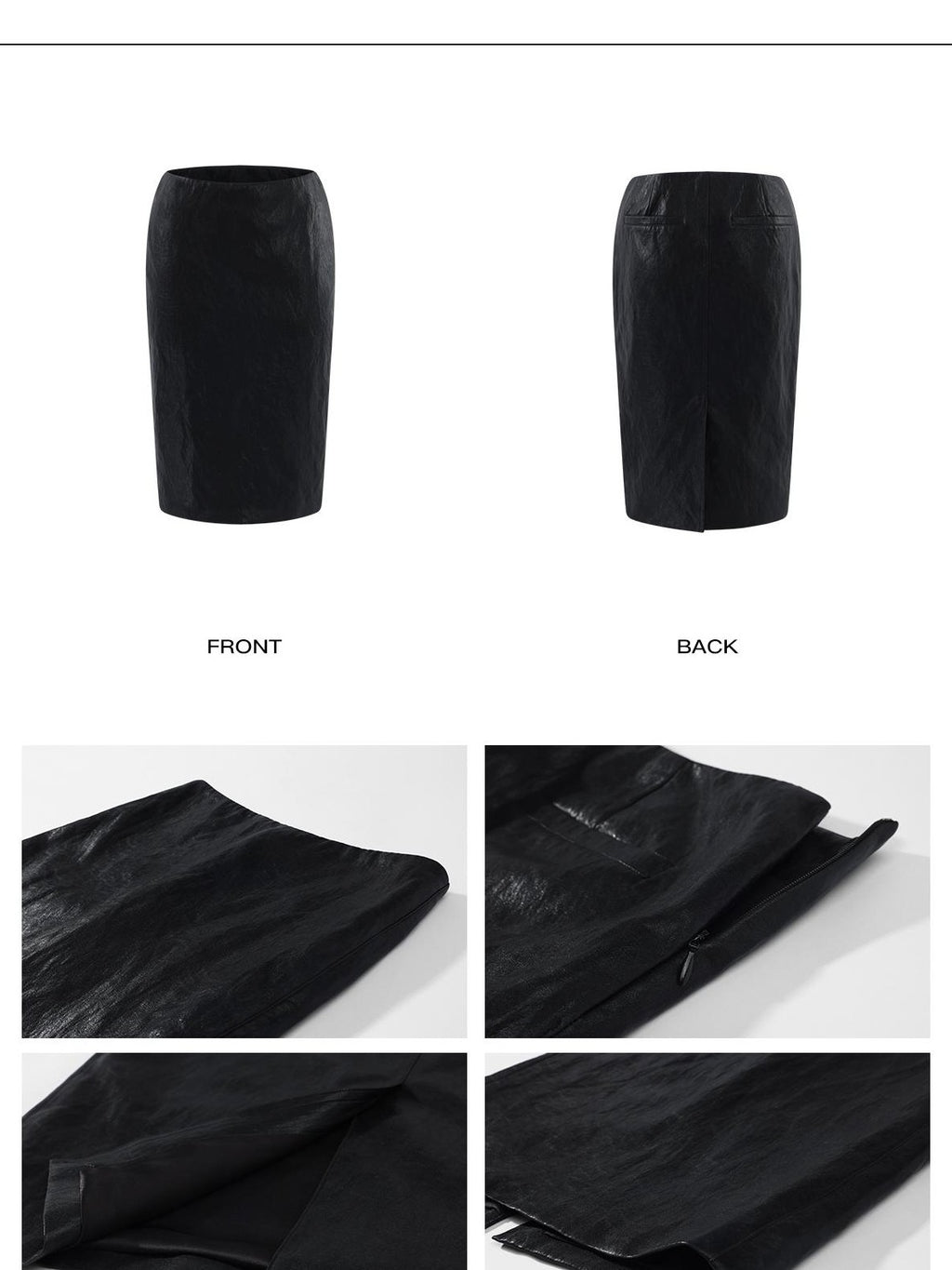 rovente Black Low Waist Side Slit Pu Leather Women's Slim Fit Bodycon Skirts