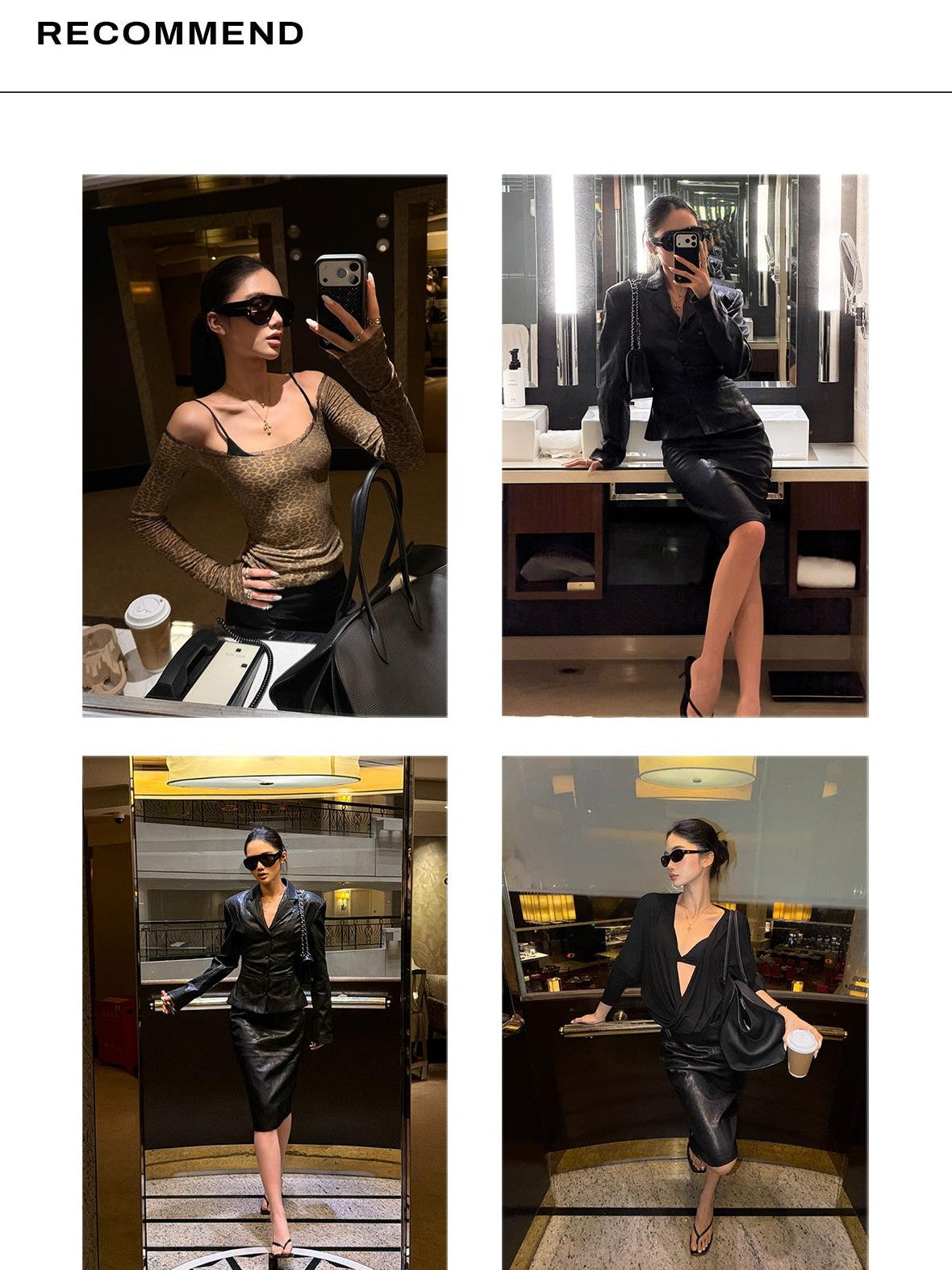 rovente Black Low Waist Side Slit Pu Leather Women's Slim Fit Bodycon Skirts