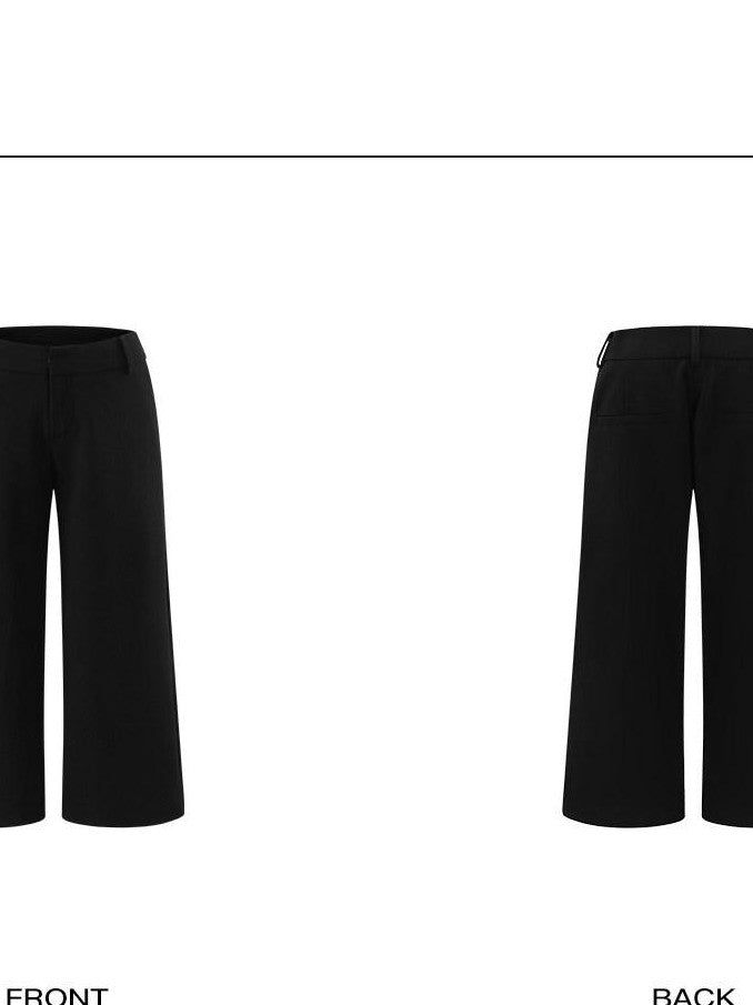 rovente Black Straight Leg Slim Low Rise Pocket Women's Polyester Capri Pants